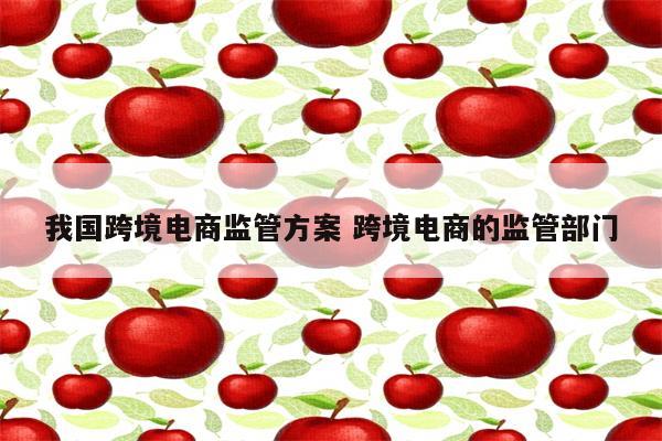 我国跨境电商监管方案 跨境电商的监管部门