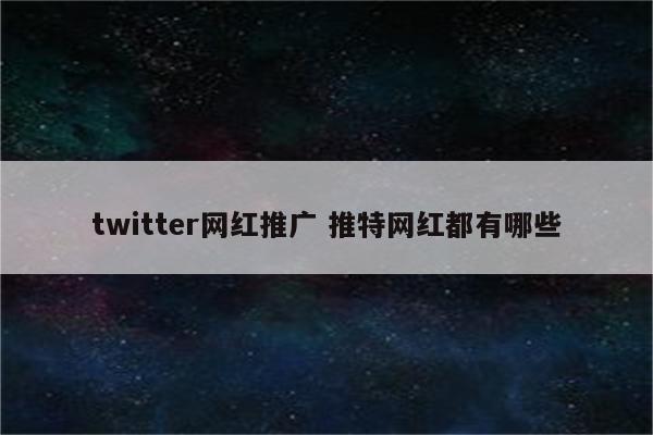 twitter网红推广 推特网红都有哪些