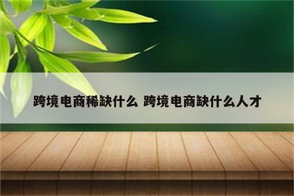 跨境电商稀缺什么 跨境电商缺什么人才