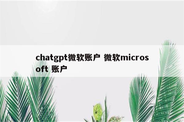 chatgpt微软账户 微软microsoft 账户