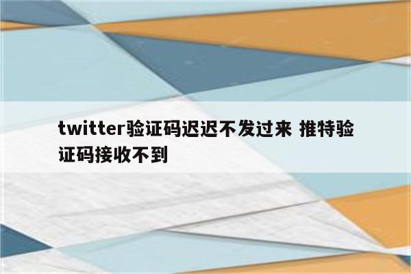 twitter验证码迟迟不发过来 推特验证码接收不到