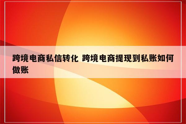跨境电商私信转化 跨境电商提现到私账如何做账