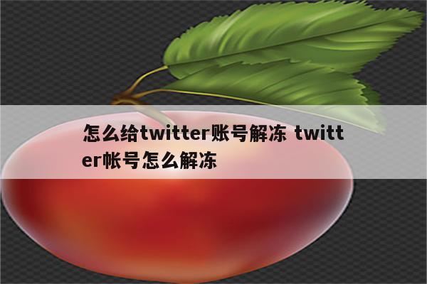 怎么给twitter账号解冻 twitter帐号怎么解冻