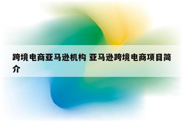跨境电商亚马逊机构 亚马逊跨境电商项目简介