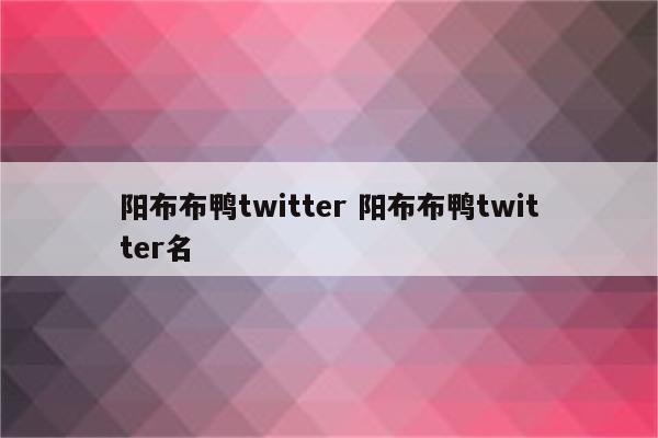 阳布布鸭twitter 阳布布鸭twitter名