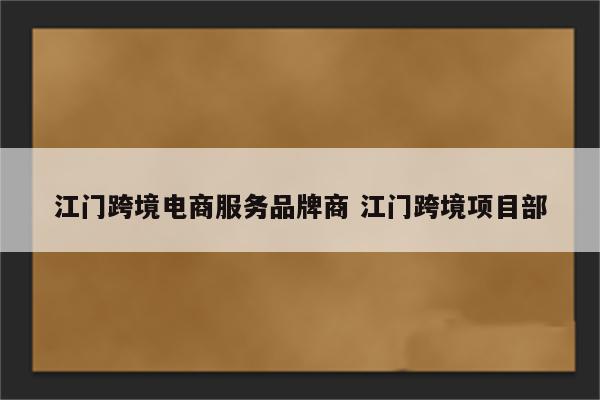 江门跨境电商服务品牌商 江门跨境项目部