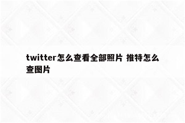 twitter怎么查看全部照片 推特怎么查图片