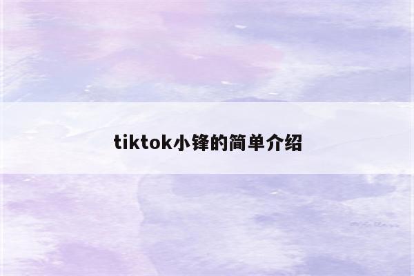 tiktok小锋的简单介绍