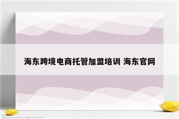 海东跨境电商托管加盟培训 海东官网
