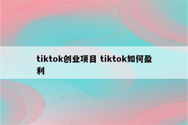 tiktok创业项目 tiktok如何盈利