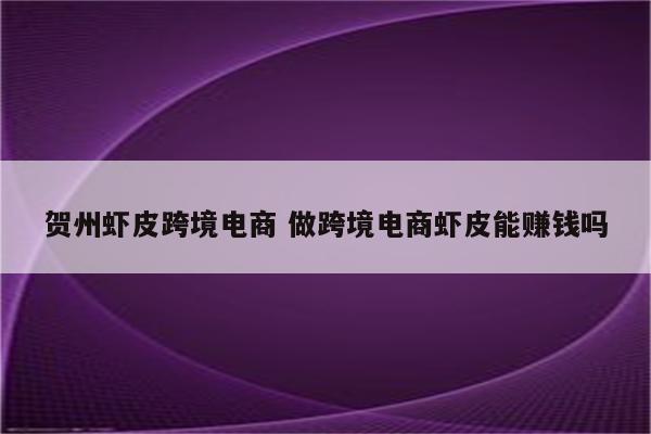 贺州虾皮跨境电商 做跨境电商虾皮能赚钱吗
