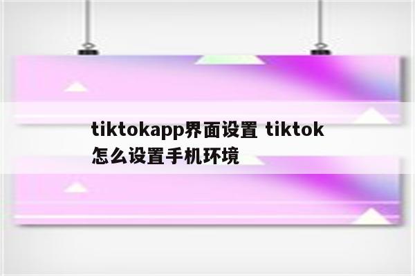 tiktokapp界面设置 tiktok怎么设置手机环境