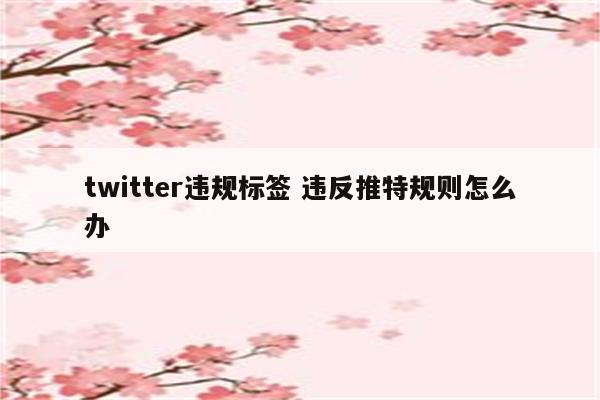 twitter违规标签 违反推特规则怎么办