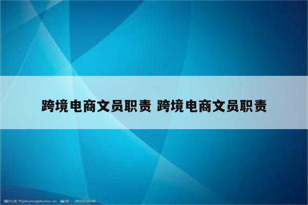 跨境电商文员职责 跨境电商文员职责