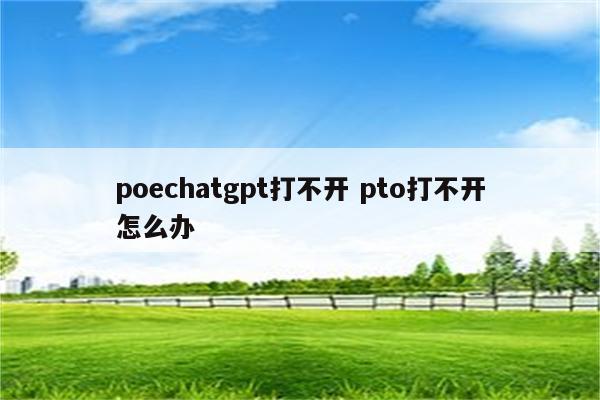 poechatgpt打不开 pto打不开怎么办