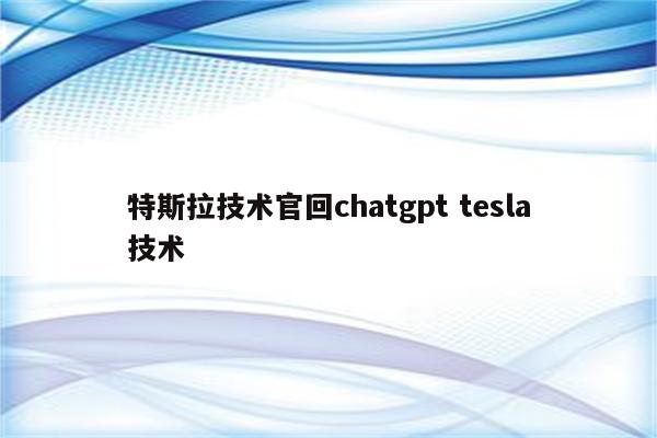特斯拉技术官回chatgpt tesla技术