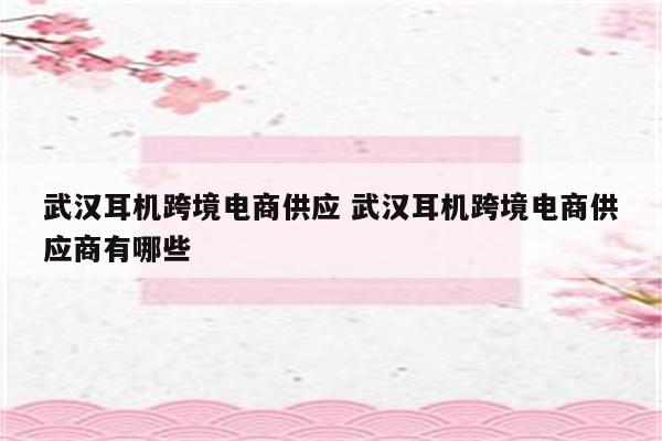 武汉耳机跨境电商供应 武汉耳机跨境电商供应商有哪些