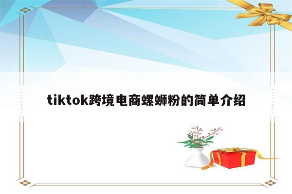 tiktok跨境电商螺蛳粉的简单介绍