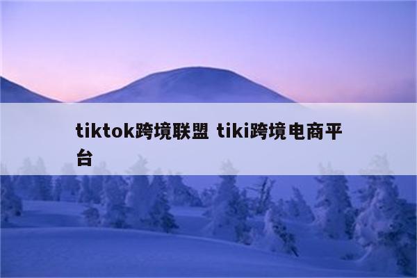 tiktok跨境联盟 tiki跨境电商平台