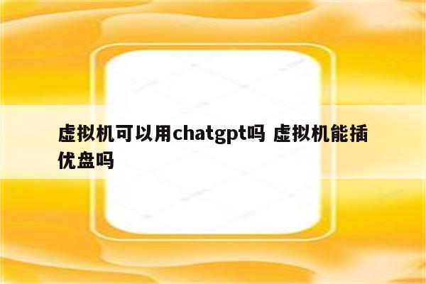 虚拟机可以用chatgpt吗 虚拟机能插优盘吗