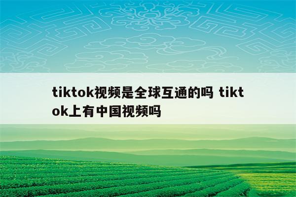 tiktok视频是全球互通的吗 tiktok上有中国视频吗