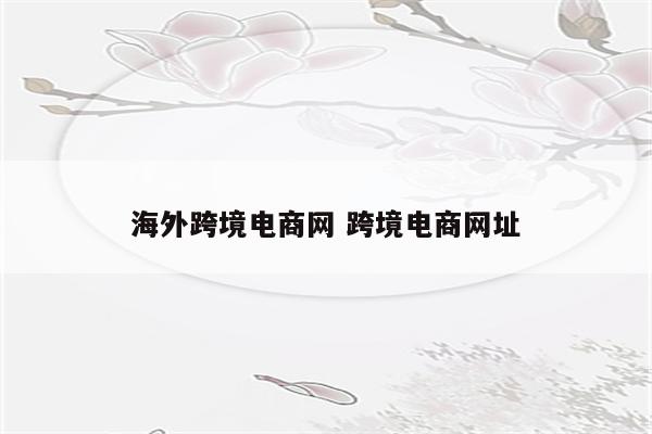 海外跨境电商网 跨境电商网址
