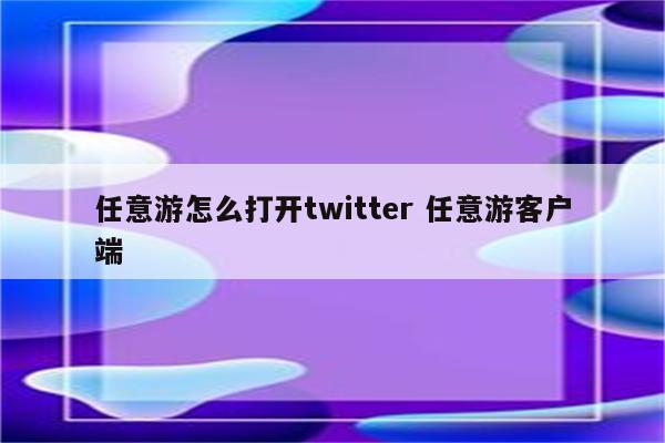 任意游怎么打开twitter 任意游客户端