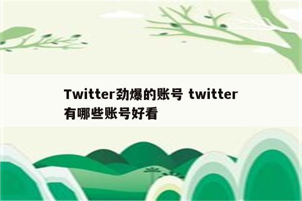 Twitter劲爆的账号 twitter有哪些账号好看