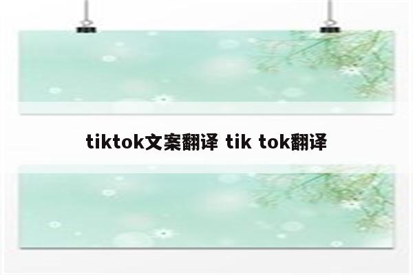 tiktok文案翻译 tik tok翻译