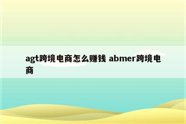 agt跨境电商怎么赚钱 abmer跨境电商