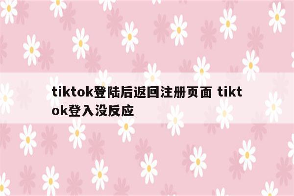 tiktok登陆后返回注册页面 tiktok登入没反应