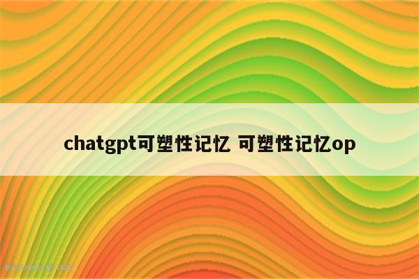 chatgpt可塑性记忆 可塑性记忆op