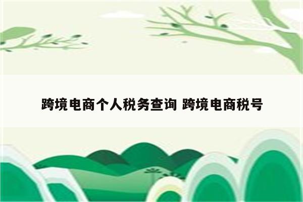 跨境电商个人税务查询 跨境电商税号