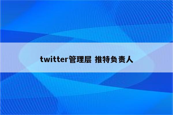 twitter管理层 推特负责人