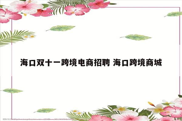海口双十一跨境电商招聘 海口跨境商城