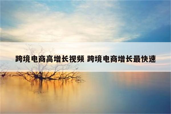 跨境电商高增长视频 跨境电商增长最快速