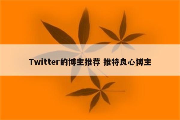 Twitter的博主推荐 推特良心博主