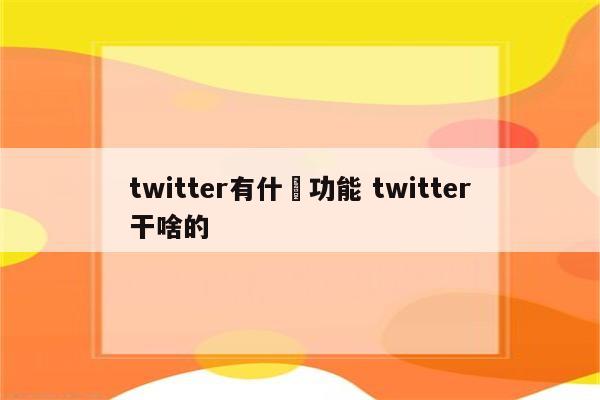 twitter有什麼功能 twitter干啥的