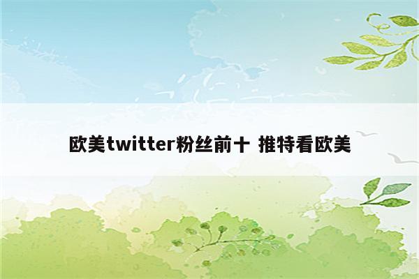 欧美twitter粉丝前十 推特看欧美