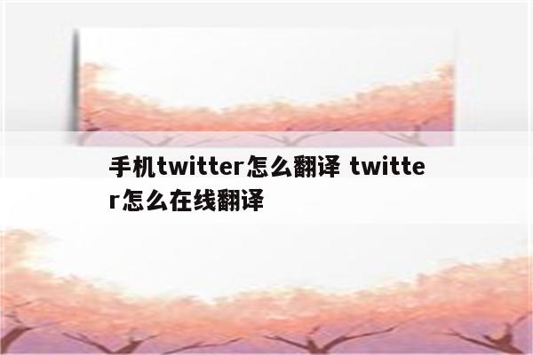 手机twitter怎么翻译 twitter怎么在线翻译