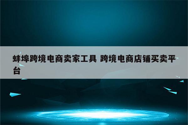 蚌埠跨境电商卖家工具 跨境电商店铺买卖平台