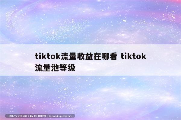 tiktok流量收益在哪看 tiktok流量池等级