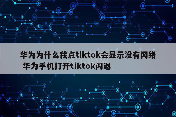 华为为什么我点tiktok会显示没有网络 华为手机打开tiktok闪退