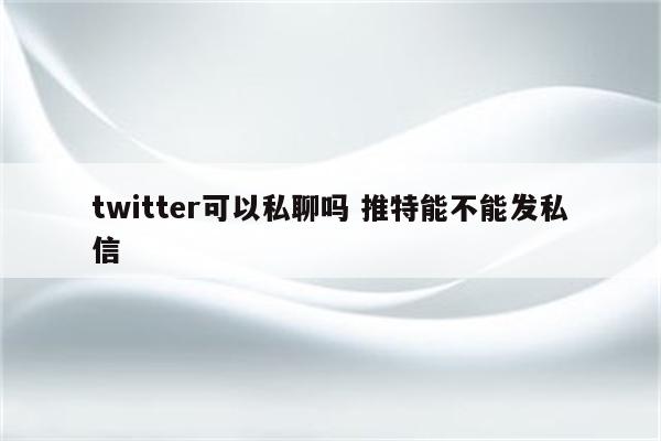 twitter可以私聊吗 推特能不能发私信