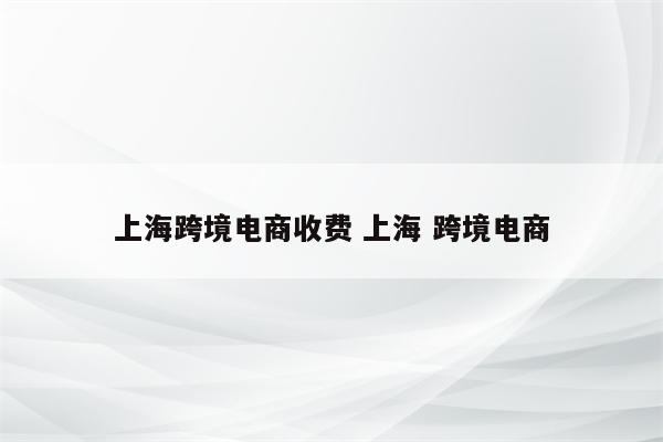 上海跨境电商收费 上海 跨境电商