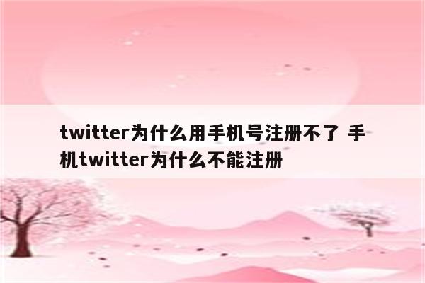 twitter为什么用手机号注册不了 手机twitter为什么不能注册