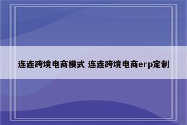 连连跨境电商模式 连连跨境电商erp定制