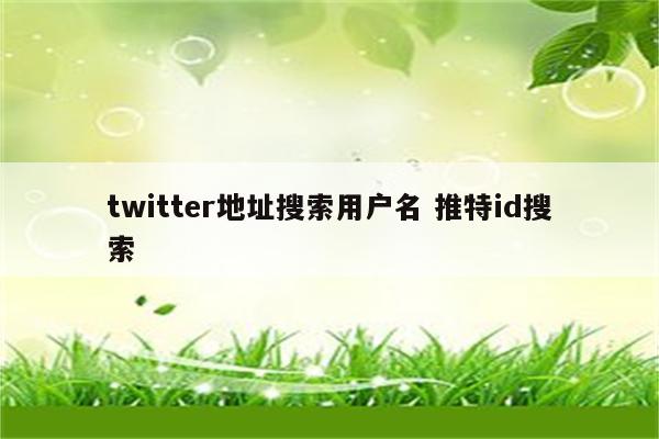 twitter地址搜索用户名 推特id搜索