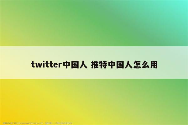 twitter中国人 推特中国人怎么用