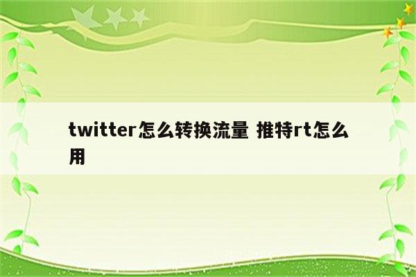 twitter怎么转换流量 推特rt怎么用
